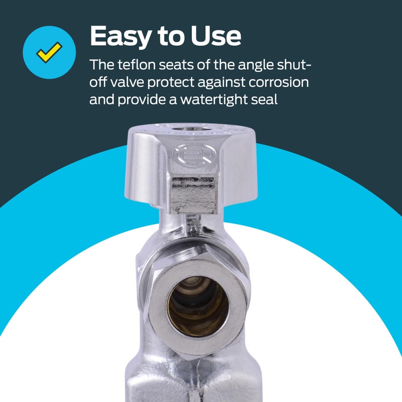 Eastman 1/2 Inch FIP x 3/8 Inch OD Compression Quarter Turn Angle Stop Valve, Brass Plumbing Fitting, Chrome, 10733LF - Image 4